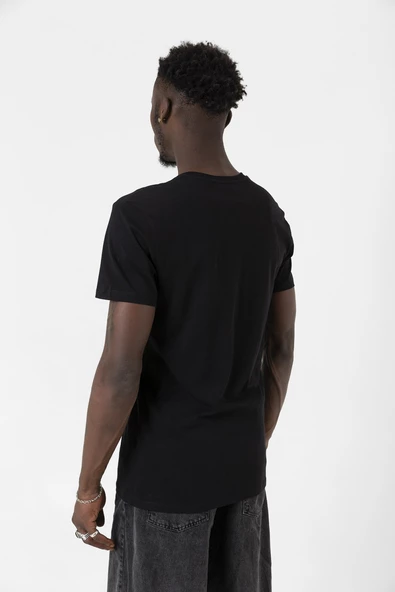 Goosebumps Lettern Siyah Erkek V yaka Tshirt - 7