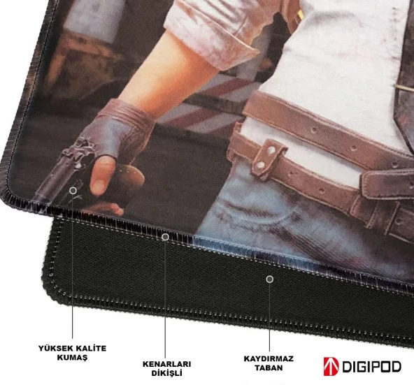 digipod pugb Dikişli Kaydırmaz Taban Speed Mouse Pad Oyuncu Gaming 90x40 Mousepad - 6