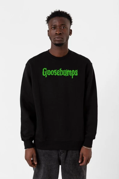 Goosebumps Lettern Siyah Erkek 2ip Sweatshirt