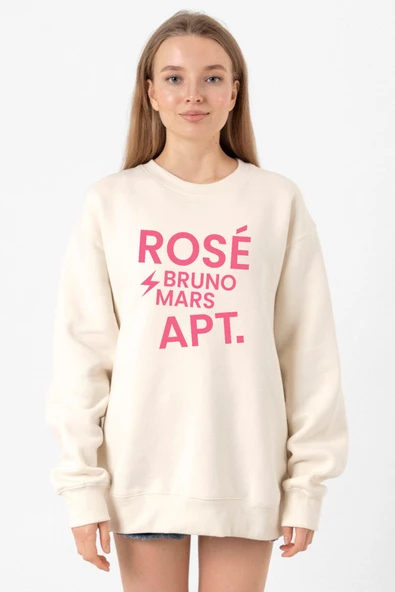 BLACKPINK ROSE BRUNO MARS APT Ekru Kadın 2ip Sweatshirt ürün görseli