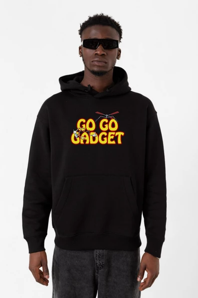 Inspector Gadget Go Go Gadget Siyah Erkek 3ip Kapşonlu Sweatshirt