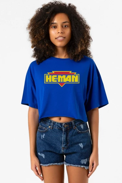 He Man Logo Mavi Kadın Crop Tshirt