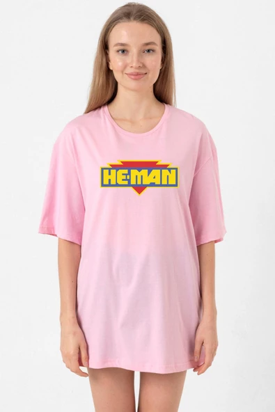 He Man Logo Pembe Kadın Oversize Tshirt