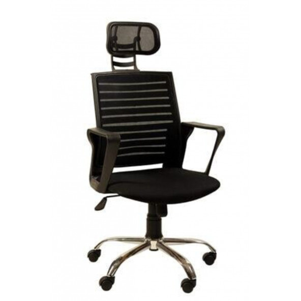 CLK Ofis Sandalyesi Bilgisayar Makam Müdür Şef Koltuk Koltuğu Sandalyesi Siyah Krom Ayak