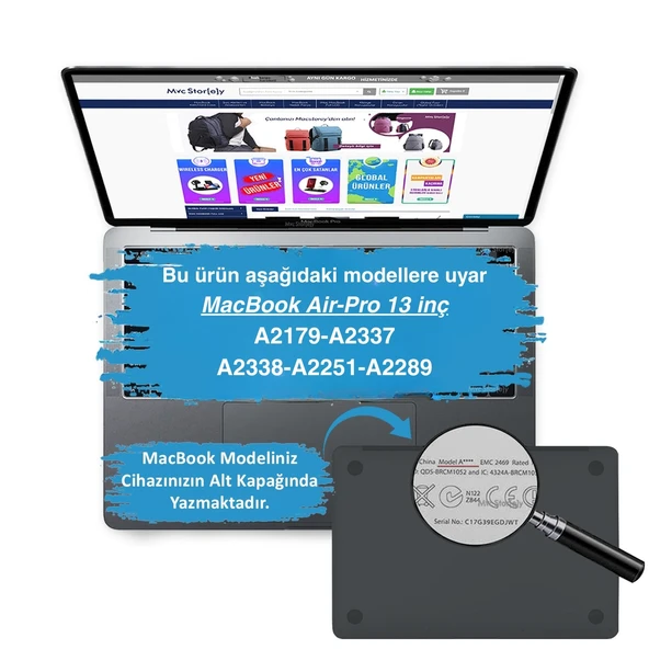MacBook Air M1 ve MacBook Pro M1-M2 13 inç Mat Anti Glare Ekran Koruyucu Touch Bar Touch ID - Resim 2