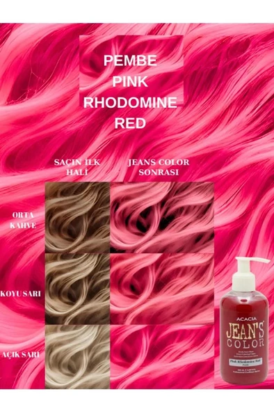 Jeans Color Amonyaksız Kokusuz Su Bazlı Saç Boyası 250 Ml Pembe Pink Hair Dye ürün görseli 1