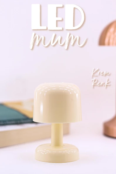 Led Mum İskandinav Tip Pil Dahil Dumansız Alev Ledli Yapay Dekoratif Mum Dekor Işığı Krem PT427 - 2