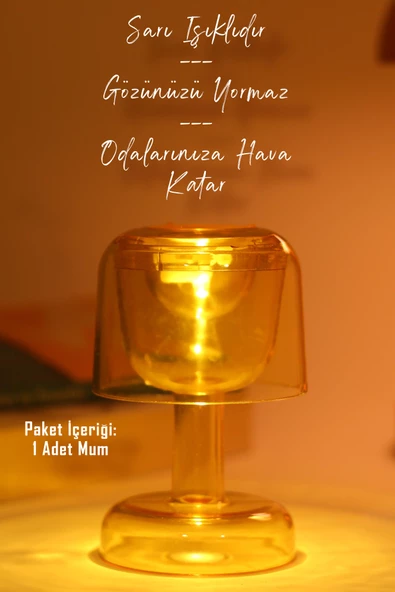 Led Mum İskandinav Tip Pil Dahil Dumansız Alev Ledli Yapay Dekoratif Mum Dekor Işığı Sarı PT428 - 3