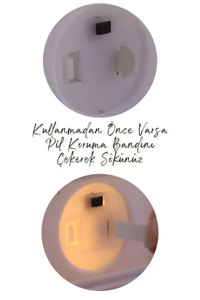 Led Mum İskandinav Tip Pil Dahil Dumansız Alev Ledli Yapay Dekoratif Mum Dekor Işığı Sarı PT428 - 6