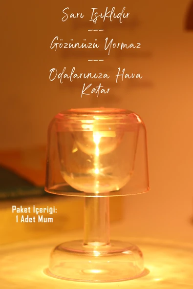 Led Mum İskandinav Tip Pil Dahil Dumansız Alev Ledli Yapay Dekoratif Mum Dekor Işığı Pembe PT428 - 3