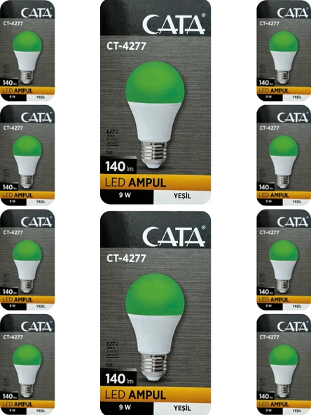 Cata CT-4277 9W Yeşil Işık E27 Duylu Led Ampul (10 Adet)