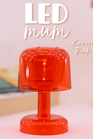 Led Mum İskandinav Tip Pil Dahil Dumansız Alev Ledli Yapay Dekoratif Mum Dekor Işığı Kırmızı PT428 - 2