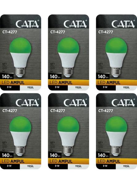 Cata CT-4277 9W Yeşil Işık E27 Duylu Led Ampul (6 Adet)
