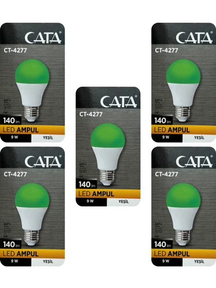 Cata CT-4277 9W Yeşil Işık E27 Duylu Led Ampul (5 Adet)