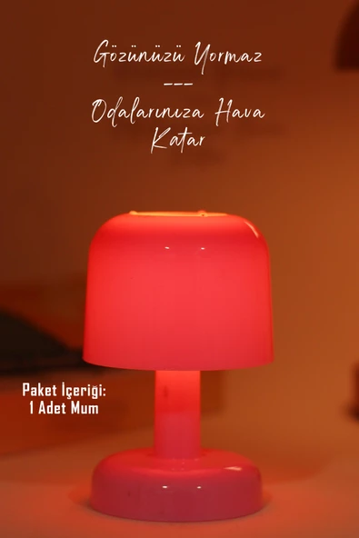 Led Mum İskandinav Tip Pil Dahil Dumansız Alev Ledli Yapay Dekoratif Mum Dekor Işığı Pembe PT427 - 3