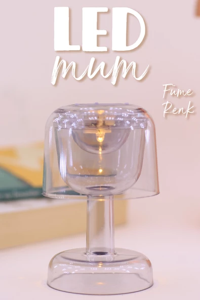 Led Mum İskandinav Tip Pil Dahil Dumansız Alev Ledli Yapay Dekoratif Mum Dekor Işığı Füme PT428 - 2