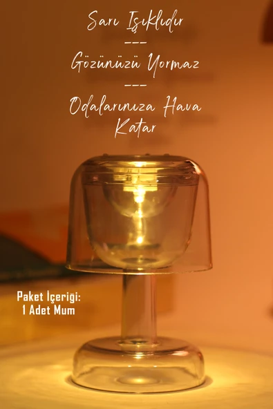 Led Mum İskandinav Tip Pil Dahil Dumansız Alev Ledli Yapay Dekoratif Mum Dekor Işığı Füme PT428 - 3