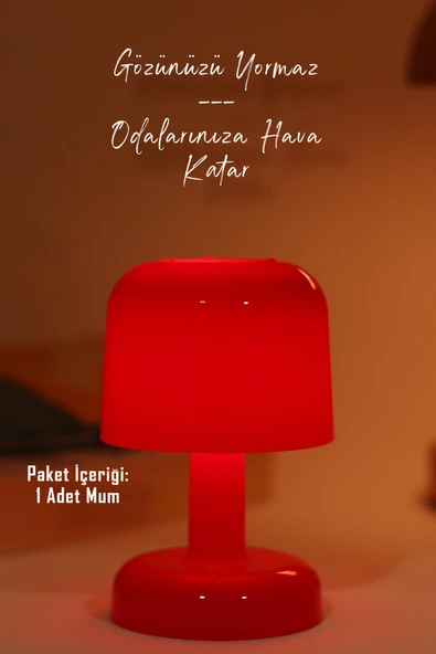 Led Mum İskandinav Tip Pil Dahil Dumansız Alev Ledli Yapay Dekoratif Mum Dekor Işığı Kırmızı PT427 - 3