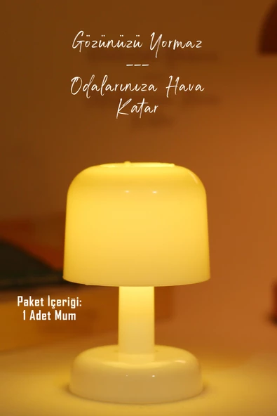 Led Mum İskandinav Tip Pil Dahil Dumansız Alev Ledli Yapay Dekoratif Mum Dekor Işığı Beyaz PT427 - 3