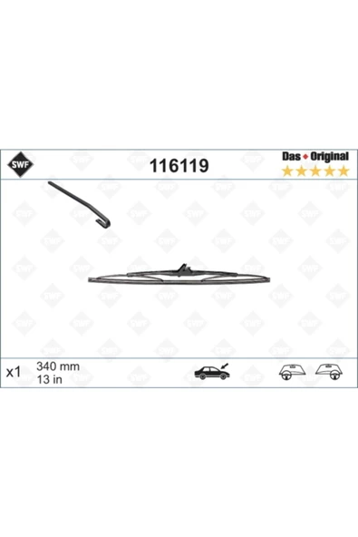 Valeo 116119 Silecek Süpürgesi Arka Golf3-golf4 340 Mm Volkswagen-audı-seat-skoda Golf3-gol