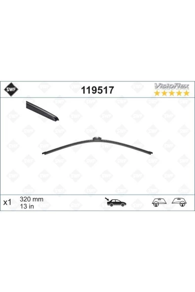 Swf Visioflex Flat Blade (muz Tipi) Silecek (x1) (330 Mm) (arka) Audı Q5 (11/08>) -119517 Uyumlu