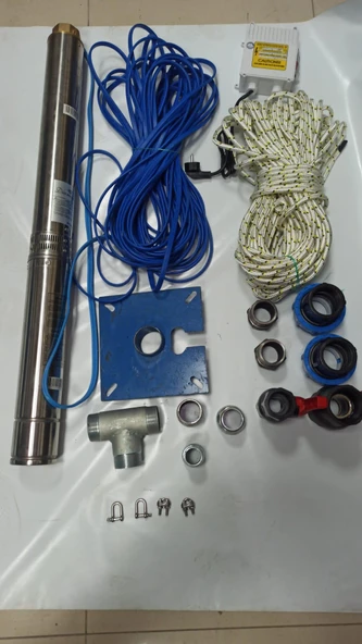 4SDM16/6 2HP ALARKO 15 MT YASSI KABLOLU VE PANOLU 30 MT HALATLI ÇİFT VANALI AKITMA BAŞLIKLI MONOFAZE TAKIM DALGIÇ POMPA - 3