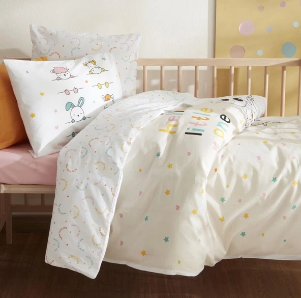 Karaca Home Little One Pudra Beyaz Bebek Nevresim Takımı - 2