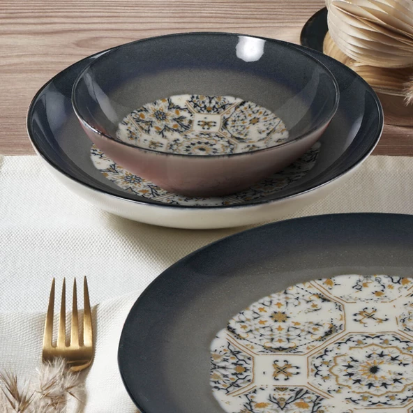 GÜRAL PORSELEN Camelia 24 Parça 6 Kişilik Yemek Takımı 3200 - 3
