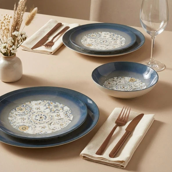 GÜRAL PORSELEN Camelia 24 Parça 6 Kişilik Yemek Takımı 3200 - Resim 5