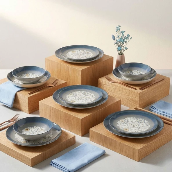 GÜRAL PORSELEN Camelia 24 Parça 6 Kişilik Yemek Takımı 3200 - Resim 2