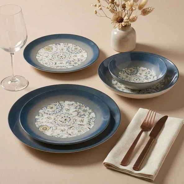 GÜRAL PORSELEN Camelia 24 Parça 6 Kişilik Yemek Takımı 3200 - Resim 4