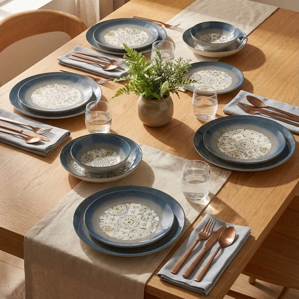 GÜRAL PORSELEN Camelia 24 Parça 6 Kişilik Yemek Takımı 3200 - Resim 7