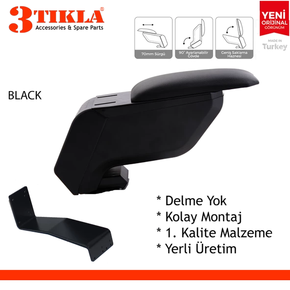 Fiat Albea 2002 Delmesiz Çelik Ayaklı Siyah Kolçak Kol Dayama - Resim 2