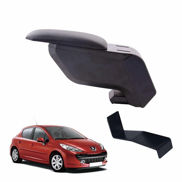 Peugeot 207 2011 Delmesiz Çelik Ayaklı Siyah Kolçak Kol Dayama