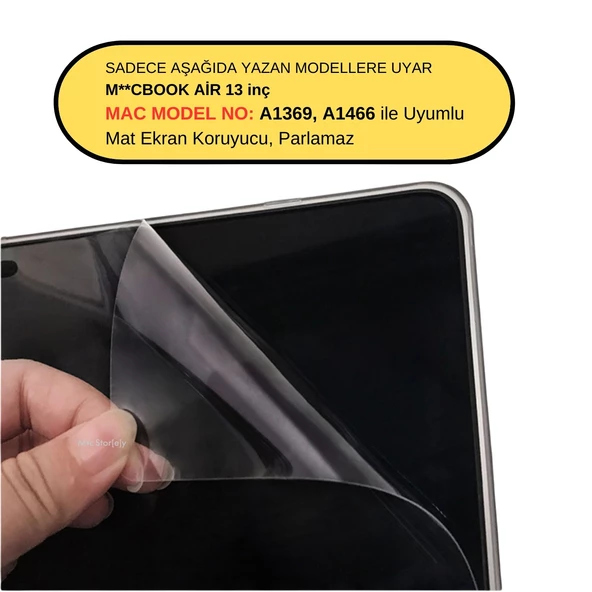 Mat Ekran Koruyucu Macbook Air 13 inç (Eski USB'li Model 2010-2017) A1369 A1466 ile Uyumlu - 2