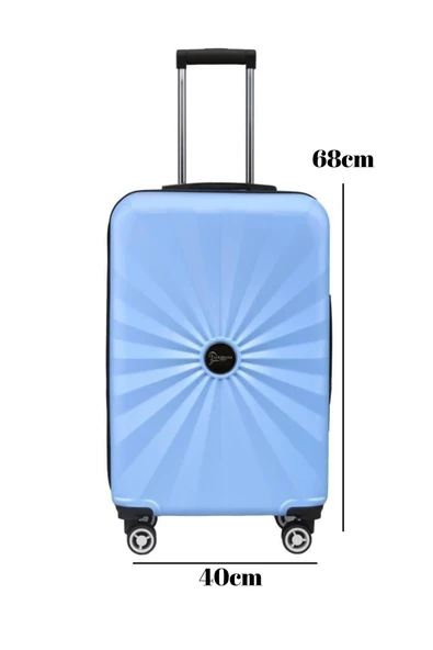 Orta Boy %100 Polikarbon Valiz 4x2 Teker Mavi 1809 - Resim 2