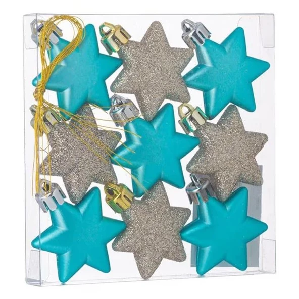 Yıllbaşı Çam Ağacı Süsü Simli Ve Mat Yıldız Noel Ağacı Süsü 9 Lu  6 cm - 3