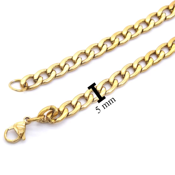 Çelik Zincir Altın Kaplama Figaro Model 4MM ZN-111 - Resim 5