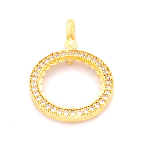 Altın Kaplama Yarım Çerçevesi Beyaz Zirkon Taşlı Kolye Ucu TGR-258 ürün görseli