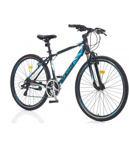 Corelli Trivor 5.1 V Fren Shimano 21 Vites 28 Jant Şehir Tur Bisikleti Koyu Gri Mavi Beyaz 18 Kadro