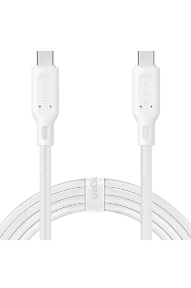 Spigen DuraSync USB-C to USB-C 60W Hızlı Şarj ve 480mb/s Data Hızı Kablo (1.5 M) C11C1 White - 000CA25703