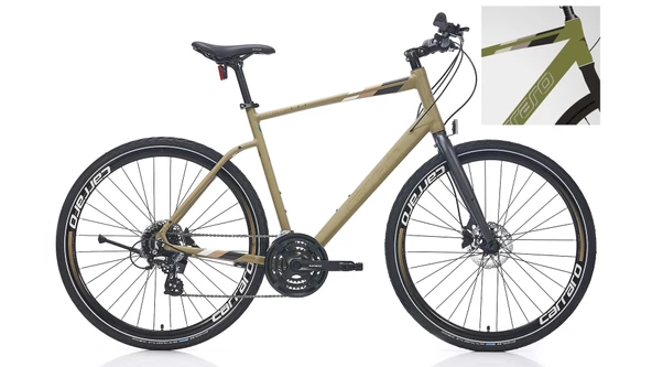 Carraro Sportive 324 HD Fren 24 Vites 28 Jant Şehir Bisikleti Mat Haki Yeşil Siyah 48 Kadro