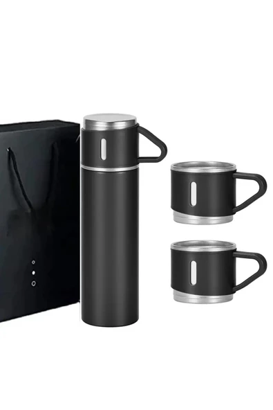 BUENOS Paslanmaz Çelik Termos Renkli 3 Bardaklı 500 ML Kutulu Set - 5