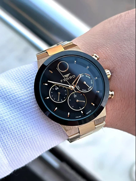 Ferro Çelik Kordon İç Fonksiyonları Aktif Takvimli 30 Mt Su Geçirmez Erkek Kol Saati F.EFM11568-N2 - Resim 4