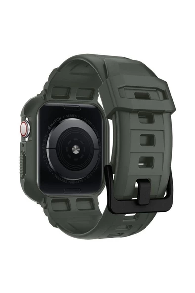 Spigen Apple Watch 45mm (Seri 9/8/7) Kılıf & Kordon Kayış Rugged Armor Pro Charcoal Gray - ACS00819 - 5
