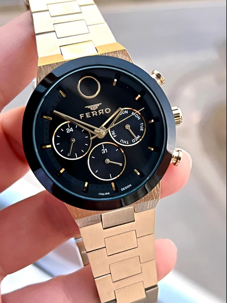 Ferro Çelik Kordon İç Fonksiyonları Aktif Takvimli 30 Mt Su Geçirmez Erkek Kol Saati F.EFM11568-N2 - Resim 5