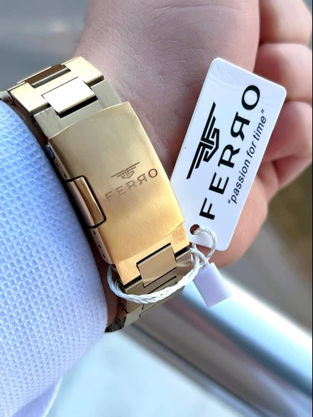 Ferro Çelik Kordon İç Fonksiyonları Aktif Takvimli 30 Mt Su Geçirmez Erkek Kol Saati F.EFM11568-N2 - Resim 6