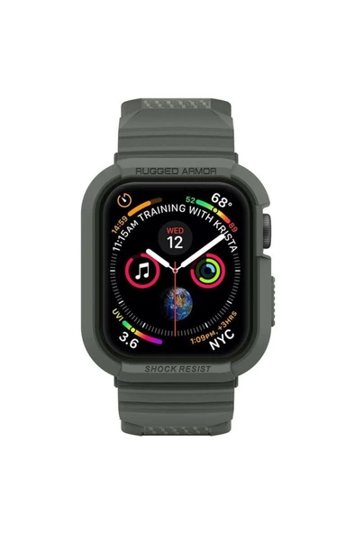 Spigen Apple Watch 45mm (Seri 9/8/7) Kılıf & Kordon Kayış Rugged Armor Pro Charcoal Gray - ACS00819 - 3