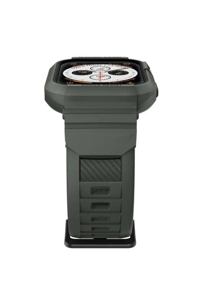 Spigen Apple Watch 45mm (Seri 9/8/7) Kılıf & Kordon Kayış Rugged Armor Pro Charcoal Gray - ACS00819 - 4