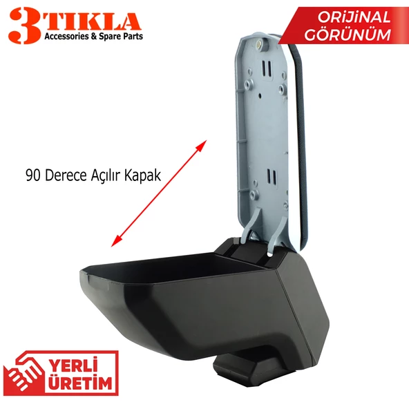 Opel Corsa D 2006 Premium HQ Lüks Delmesiz Çelik Ayaklı Gri-Siyah Kolçak - 3